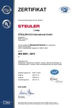 ISO9001 Zertifikat für STEULER-KCH International 2021-2024