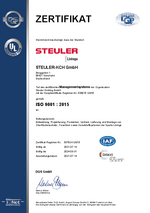 ISO9001 Zertifikat für STEULER-KCH 2021-2024
