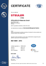 ISO14001 Certificate for STEULER-KCH Materials 2021-2024