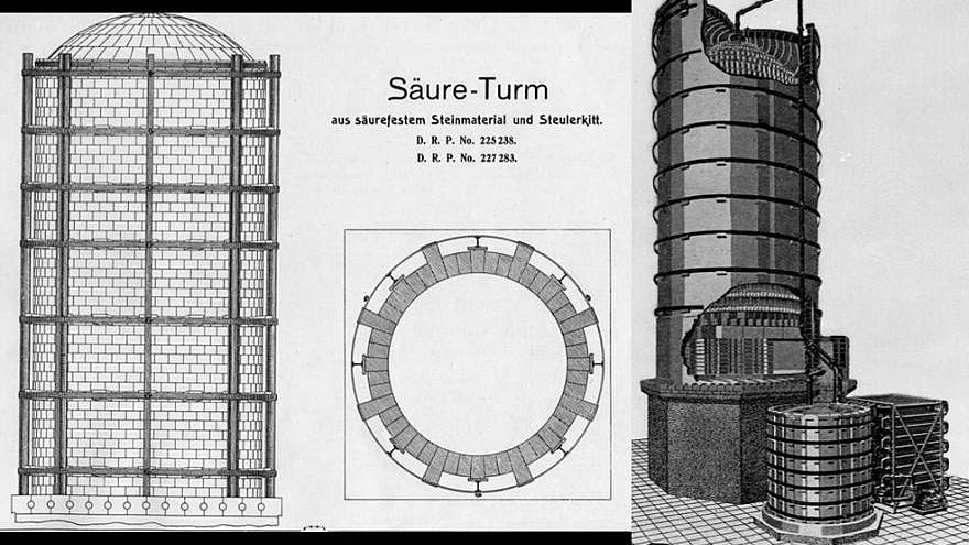 Steuler Säure-Turm mit säurefestem Kitt ermöglicht 1908 erstmals großtechnische Produktion