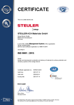 ISO9001 Certificate for STEULER-KCH Materials Höhr-Grenzhausen 2021-2024
