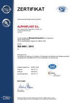ISO9001 Zertifikat für Alphaplast 2021-2024