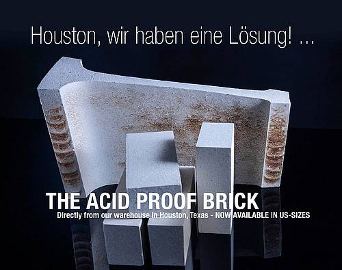 Ankündigung Außenlager der Steuler Linings für säurefeste Steine in Houston, Texas, USA