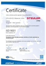 ISO9001 Certificate for STEULER-KCH Materials Siershahn 2024-2027