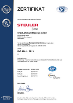 ISO9001 Zertifikat für STEULER-KCH Materials Höhr-Grenzhausen 2021-2024