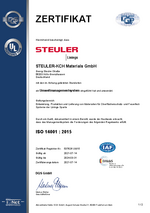 ISO14001 Zertifikat für STEULER-KCH Materials 2021-2024