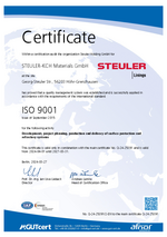 ISO9001 Certificate for STEULER-KCH Materials Höhr-Grenzhausen 2024-2027