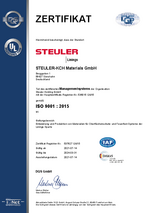 ISO9001 Zertifikat für STEULER-KCH Materials Siershahn 2021-2024