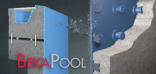 Structure and cross-section of the BEKAPOOL swimming pool lining system from Steuler