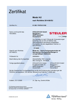 TÜV-Zertifikat Druckgeräteprüfung Modul A2 2026